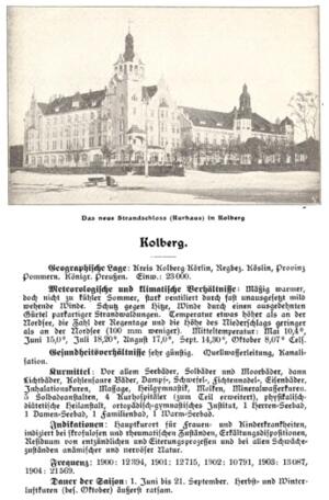 Werbung für Kolberg aus einem alten Bäderführer. Quelle: Vorstand des Verbandes deutscher Ostseebäder, 1905