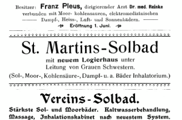Kurbade-Reklame aus einem alten Bäderführer. Quelle: Vorstand des Verbandes deutscher Ostseebäder, 1905 Kurbade-Reklame aus einem alten Bäderführer. Quelle: Vorstand des Verbandes deutscher Ostseebäder, 1905