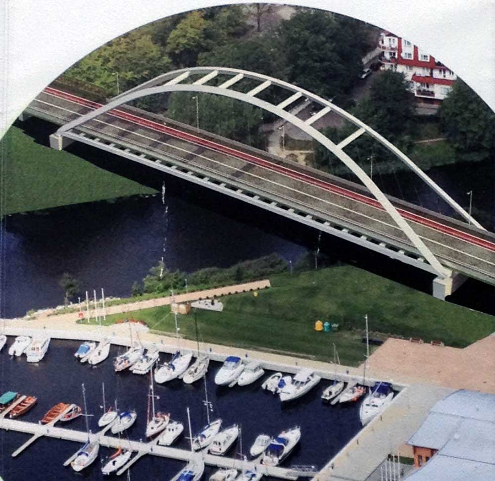Plakat zur neuen Brücke in Kolobrzeg (Kolberg). Foto: Kolberg-Café Plakat zur neuen Brücke in Kolobrzeg (Kolberg). Foto: Kolberg-Café