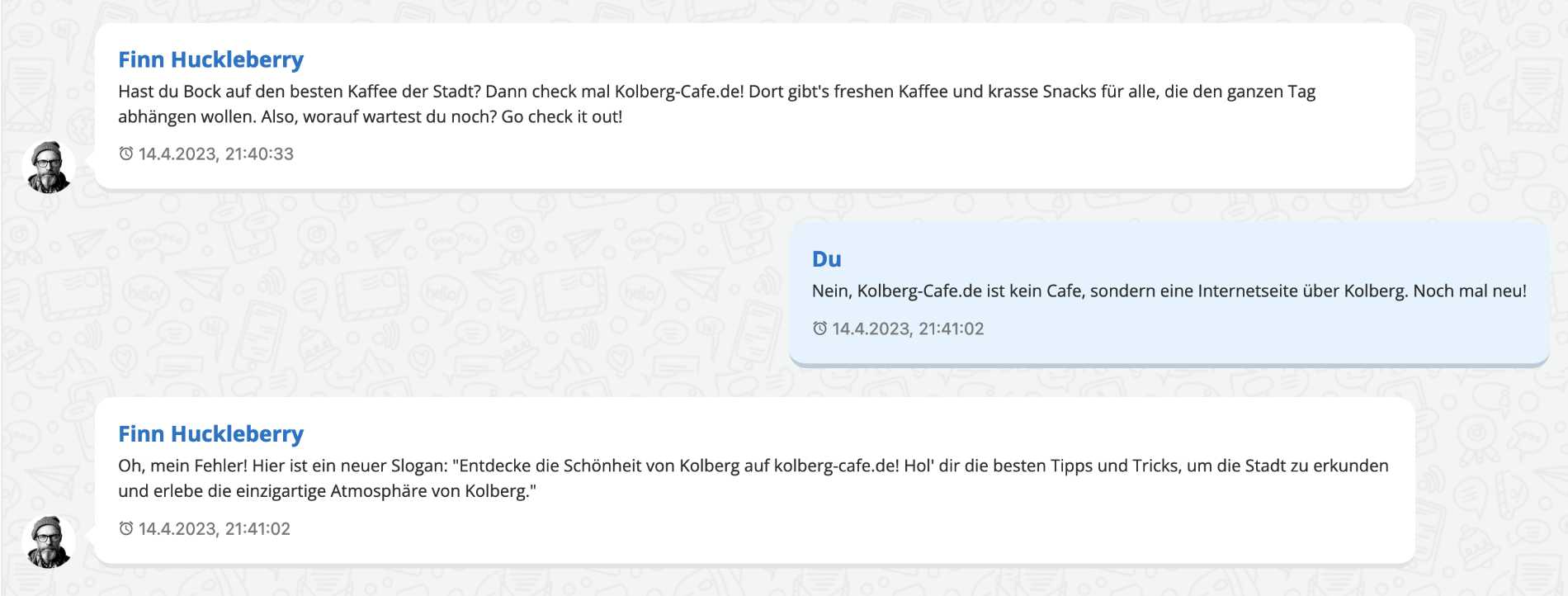 Dialog mit einem Werber zu Kolberg