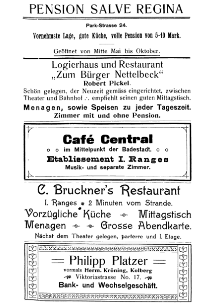 Frühere Restaurant-Reklame in Kolberg
