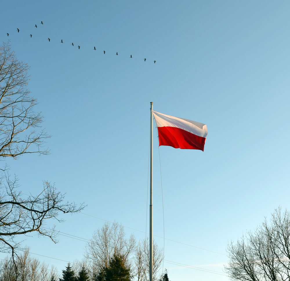 Polnische Flagge in Kolberg. Foto: Kolberg-Café Polnische Flagge in Kolberg. Foto: Kolberg-Café